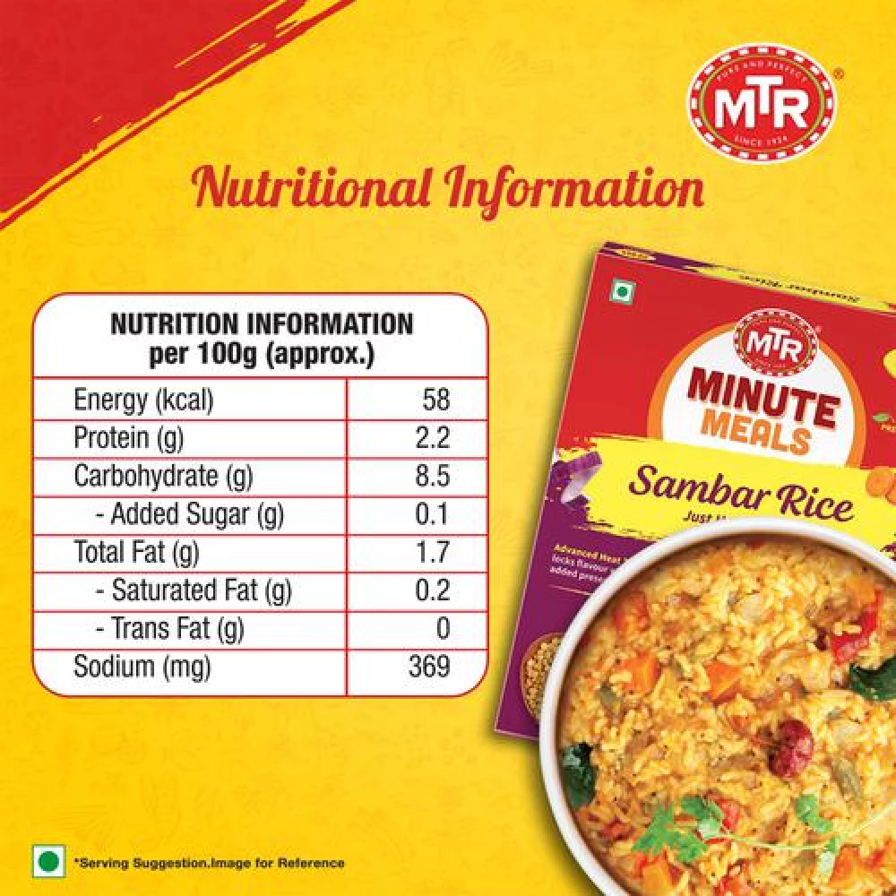 MTR Ready To Eat - Sambar Rice, 300 g Carton-4.webp